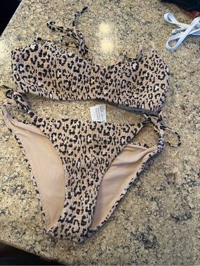 Hollister Leopard Print Bikini Set - Tan/Black